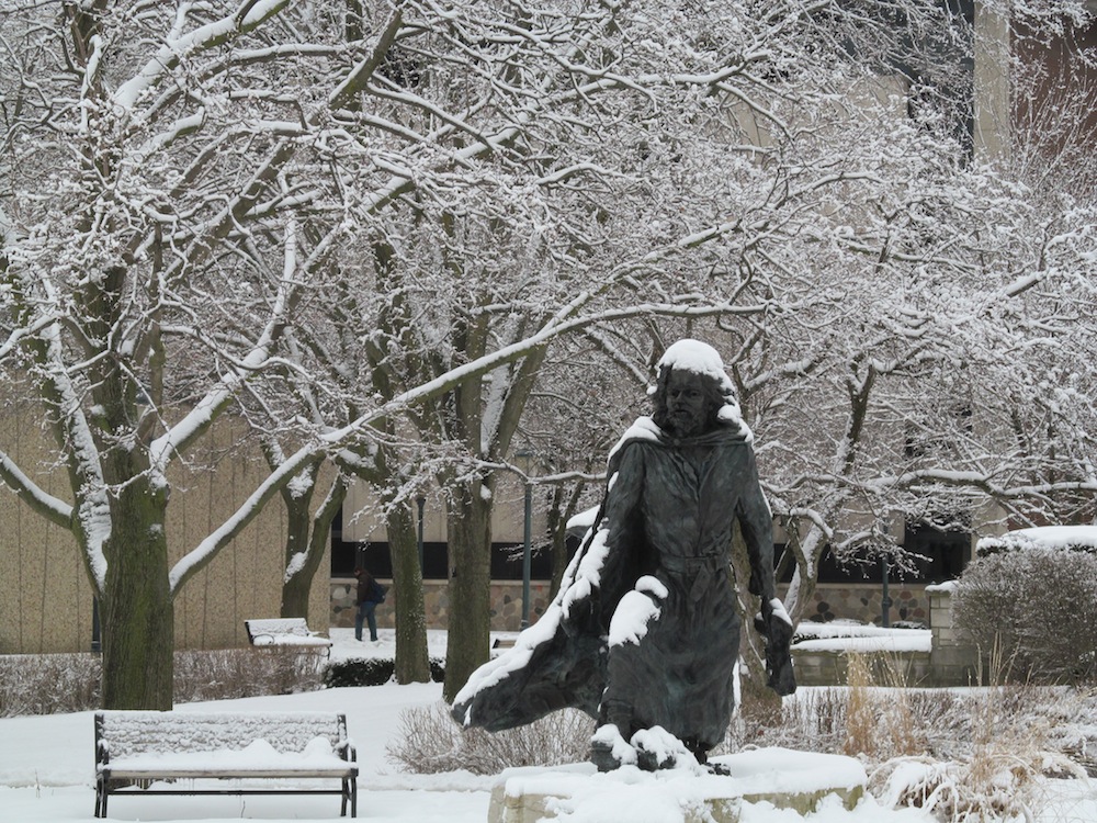 Fr. Marquette in the snow